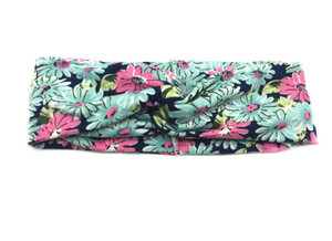 Yilibei, venta al por mayor, accesorios para el cabello con estampado bohemio, envolturas para la cabeza de tela ancha, bandas elásticas cruzadas populares para Niñas para mujeres