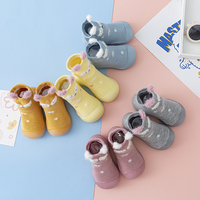 Chaussures chaussettes en coton pour bébé et tout-petit, motif animal de dessin animé, à enfiler, respirantes, légères, semelle antidérapante en TPR pour la marche, 0-3,5 ans