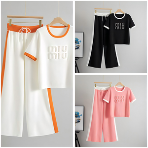 Nuovo Completo Estivo Antirughe da Donna: Top <span class=keywords><strong>a</strong></span> <span class=keywords><strong>Righe</strong></span> con Perline <span class=keywords><strong>a</strong></span> Maniche Corte <span class=keywords><strong>e</strong></span> Pantaloni <span class=keywords><strong>a</strong></span> Gamba Larga, Set Casual - Product Image 2