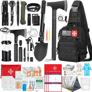 Kit de survie de 262 pièces : comprend un ensemble complet d'articles de survie et de plein air, y compris une trousse d'urgence, un sac à bandoulière, un sac de secours. - Product Image 1