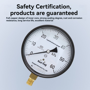 Bandeira vermelha YE-150 0-6KPA Barômetro 100mm Brass Diafragma Box Pressure Gauge com montagem inferior 100% Tipo de volta - Product Image 4