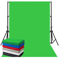 Kain Latar Belakang Green Screen Chroma Key untuk Fotografi, Siaran Langsung, Pemotretan - Campuran Poliester Katun Putih Biru