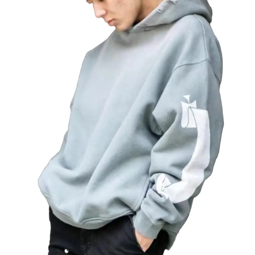 Sudadera con capucha en blanco de peso pesado de gran tamaño de alta calidad para hombres de talla grande para sudaderas con capucha y sudaderas