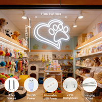 Neonawall Enseigne néon LED à intensité variable, alimentée par USB, motif Cœur et Empreinte de Patte, pour Magasin d'Animaux, Café Chats et Chiens, Décoration Murale Multi-positions, Bar, Salle de Sport, Bureau, Fête