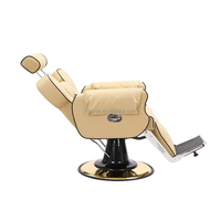 Chaise de barbier pliable jaune classique pour salon de coiffure, avec repose-pieds réglable