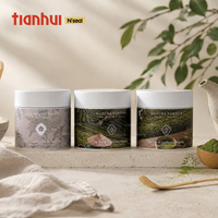 Boîtes métalliques rondes vides de qualité alimentaire Tianhui avec couvercle à vis hermétique pour l'emballage de poudre de thé matcha de 100g et 150g