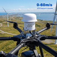 Sensor Kecepatan dan Arah Angin Ultrasonik Mini Lora Lorawan 4G Wifi GPS E-Compass RS485 dengan Tiang Penyangga Layar LCD LED Pencatat Data