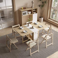 Ensemble table et chaises pliantes en bois style crème, multifonctionnel et simple, pour usage domestique, design pliable pratique pour repas mobiles