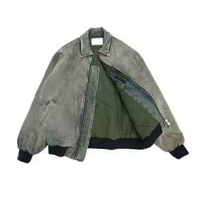 Куртка-бомбер унисекс, хлопковая стеганая куртка с атласной подкладкой, винтажная стеганая куртка на молнии
