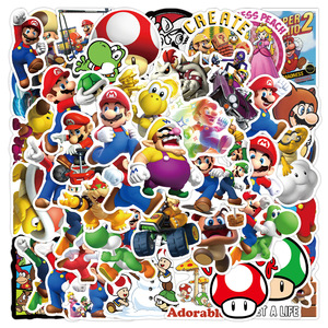 200 feuilles d'autocollants décoratifs en PVC mat verni à l'eau, motif <span class=keywords><strong>Mario</strong></span> Cartoon, pour carnet, coque de téléphone, trottinette, vente en gros - Product Image 1