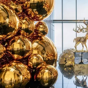 Verjaardagen Kerst Bruiloften Bedrijfsevenementen Huren Grote Gouden Spiegel Decor Ballen Achtergrond Goud Grote Glanzende Bollen