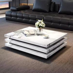 Juego de Mesa de Centro de Diseño Italiano de Lujo, Alta Calidad, Moderno, con Tapa de Mármol Rectangular y Estructura de Acero, Muebles Contemporáneos para Sala de Estar - Product Image 4