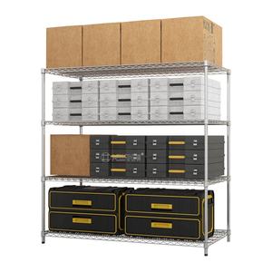 Estante de alambre cromado de 4 niveles, estantería de acero ajustable en altura, estantes de almacenamiento para almacén, garaje, cocina, escuela - Product Image 1