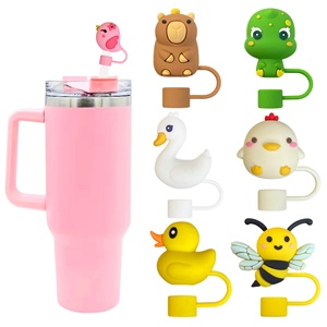 Tapas de Silicona para Pajitas con Diseño de Dibujos Animados, Accesorios Reutilizables para Vasos, Tapas para Pajitas Impresas en 3D - Product Image 3