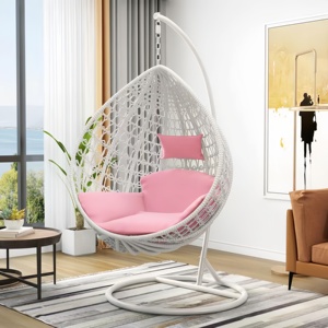 Fauteuil suspendu en rotin PE <span class=keywords><strong>pour</strong></span> terrasse avec design <span class=keywords><strong>hamac</strong></span> <span class=keywords><strong>pour</strong></span> utilisation intérieure/extérieure - Product Image 4