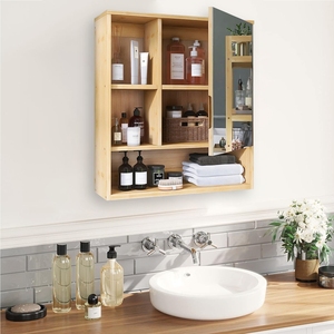 <span class=keywords><strong>Armoire</strong></span> de salle de bain avec miroir Unho: <span class=keywords><strong>Armoire</strong></span> de toilette avec <span class=keywords><strong>armoire</strong></span> de rangement avec étagère suspendue <span class=keywords><strong>Armoire</strong></span> <span class=keywords><strong>à</strong></span> pharmacie murale-55.5X16X61cm - Product Image 5