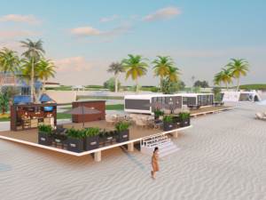 Caractéristiques intégrées Armoires de cuisine préfabriquées pour l'extérieur Villa Utilisation Système de panneau résistant à l'eau Fumeur Machine à glaçons Bar Sièges - Product Image 4