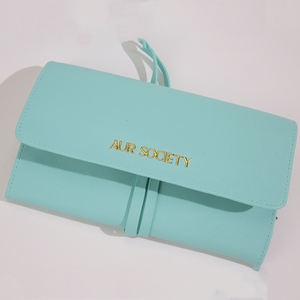 Custom Logo Design PU Leather Luxury Pouch Velvet Jewelry Storage Travel Organizer <b>Roll</b> Bag Jewellery Packaging cases - Product Image 5