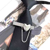Großhandel Party JK Anzug-Hemd mit Dekorativer Strass-Krawatte Neue Mode College-Stil Verstellbare Langlebige Polyester-Krawatte