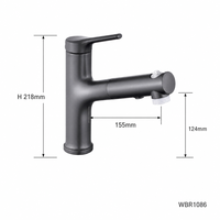 Robinet de lavabo contemporain personnalisable à trois modes, monocommande, avec douchette extractible pour salle de bain