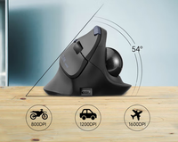 Souris à bille verticale double mode, design ergonomique vertical, sans fil 2,4 G, clics silencieux, pour mains moyennes à grandes
