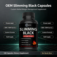Cápsulas Adelgazantes Negras de Potencia Extrema de Marca Privada, Fábrica OEM, 120 Unidades, Quemador de Grasa y Suplemento Detox