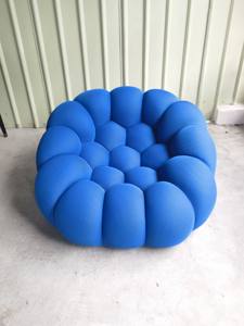 Canapé Bulle Moderne de Luxe Disen, Monoplace, Bleu, Tissu 5D, Éponge Haute Densité, Pieds en Bois, Modulaire pour Salon - Product Image 3