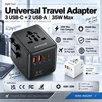 Adaptateur de voyage GaN 35W avec chargeur USB-C PD, prise universelle pour EU, UK, US, AU, fabricant OEM ODM