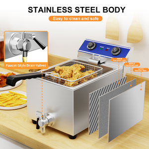 <span class=keywords><strong>Friteuse</strong></span> électrique professionnelle en acier inoxydable à température contrôlée, idéale pour les restaurants de restauration rapide et l'usage domestique – Meilleures ventes - Product Image 5