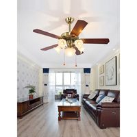 Ventilateur de plafond rétro avec pales en fer/bois, style antique pour chambre à coucher, style américain pour salon, salle à manger, ventilateur lumineux