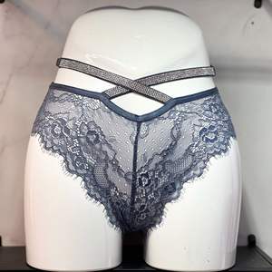 High Quality Foreign Trade Fashionable Sexy Women's Hot Pants Lace High Waisted Rhinestone <b>Elastic</b> Underwear Triangle Pants - Product Image 5