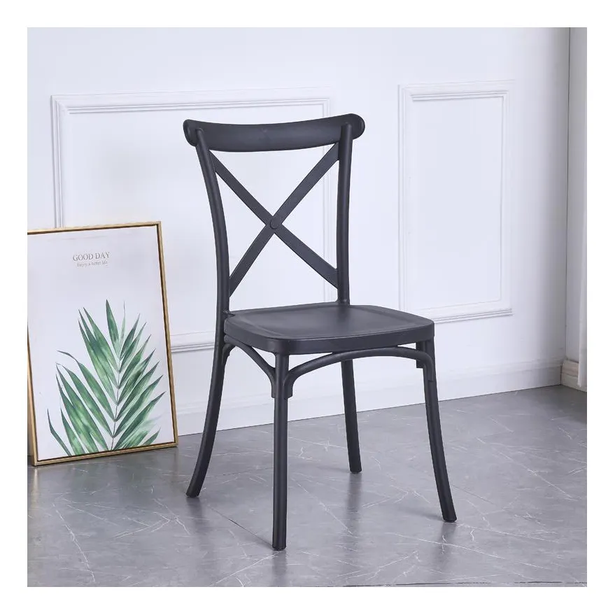 結婚式の椅子クロスバック高級椅子モダンPPデザイナー黒プラスチックダイニングレストラン