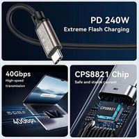 Kabel USB4 Sudut Kanan Nylon Kustom Pabrikan 240W PD3.1 5A Pengisian Cepat 40Gbps Kompatibel Thunderbolt 4/3 Video 8K Tipe C