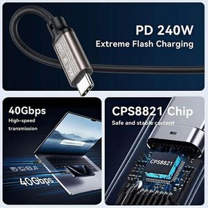 Câble USB4 personnalisé par le fabricant, 240W PD3.1, 5A, charge rapide, 40 Gbps, compatible Thunderbolt 4/3, vidéo 8K, Type C vers C pour Android - Product Image 3