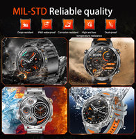 Montre connectée AK106 1,7 pouces, appels sans fil, lampe torche 1400 mAh, SOS, surveillance de la fréquence cardiaque, suivi du sommeil, suivi des pas, étanche IP68