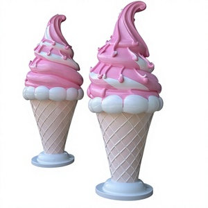 Sculpture géante en résine en forme de cornet de glace fondant, accessoire de décoration, statue de sucette glacée - Product Image 1
