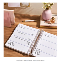 Carnet de notes planificateur A5 personnalisable reliure à spirale Carnet de notes personnalisé fleur blanche feuille verte