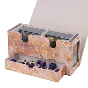 Boîte à cartes à motif marbré avec double compartiment et tiroir pour cartes de jeu, étui de rangement portable en carton - Product Image 3