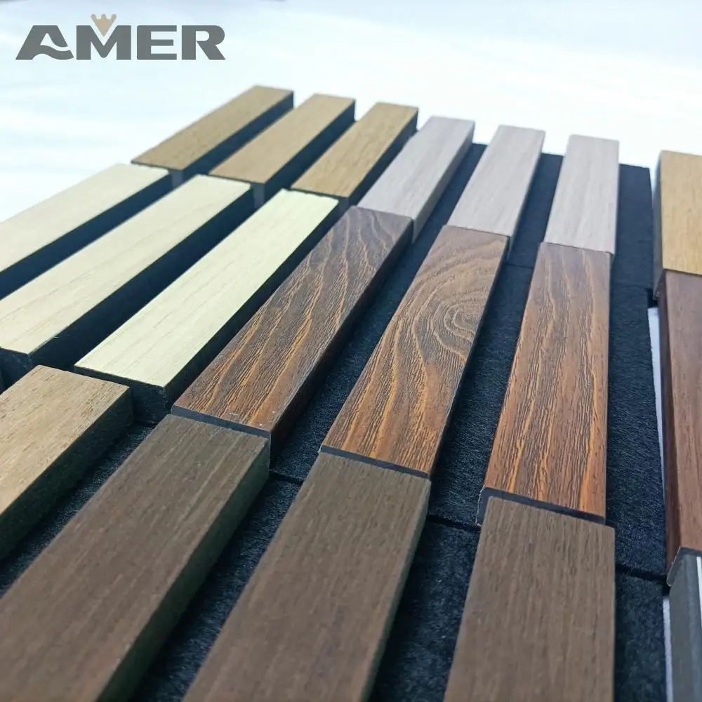 AMER polyester Eco-friendly Recording Studio Skyline Wood Acoustic Sound Diffuser Material Wall Panel