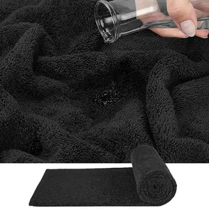 Vente en gros de serviettes de salon en microfibre beauté main visage noir pour barbier ongles spa avec logo personnalisé serviettes 100 coton spa