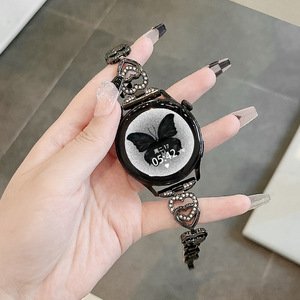 Bracelet de montre en diamant bling bling pour Samsung Galaxy Watch3 bracelet en métal coeur d'amour pour <span class=keywords><strong>Huawei</strong></span> <span class=keywords><strong>GT2</strong></span> <span class=keywords><strong>42mm</strong></span> bracelet en acier inoxydable diamant - Product Image 3