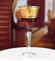 Gobelets en cristal coloré à bord doré de style bohème baroque, faits à la main, écologiques, verres à vin en verre taillé vintage, pour mariage, banquet, événement