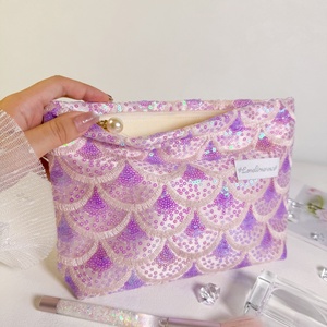 Offre Spéciale paillettes sac cosmétique fermeture éclair sac étiquette couture paillettes perlées de haute qualité fait à la main - Product Image 5