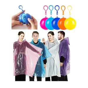 Wholesale Portable Outdoor Ball Pocket Disposable Cape Rain Poncho Coat Raincoats For Kid Men Women Adults Emergency Camping