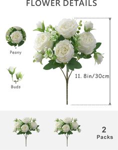 Artificial Silk Peony Bouquet Fake Peonies Flowers Floral Arrangement Wedding Party <b>Decoration</b> <b>Table</b> Centerpiece - Product Image 3