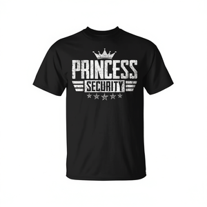 T-shirt Princess Security pour adultes, unisexe, noir, cadeau amusant pour papa, maman, frère - Product Image 2