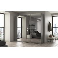 Armoire CM 270x65 H. 247 MUD et MIRROR, porte coulissante murale minimaliste gain de place en MDF, Italie