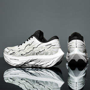 Nouvelle collection automne : Chaussures de sport pour homme, tissées, lumineuses, à lacets, en maille, avec plaque de carbone Popcorn, semelle épaisse, absorption des chocs et rebond, pour la course et le sport de haute performance, modèle couple. - Product Image 6