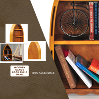 Handgefertigtes Kleines Massivholz-Nautisches Kanu-Bücherregal für Apartment, Büro, Wohnzimmer, Schule - Küstenhaus-Möbel im Handwerksstil