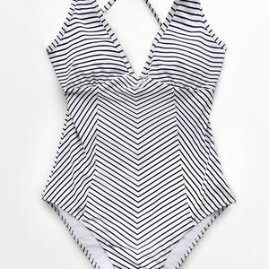 Maillot de bain OEM de haute qualité, style bikini, dos nu, coupe haute, à volants, push-up, séchage rapide, avec soutien-gorge tank et bas de maillot V-string, pour la plage - Product Image 5
